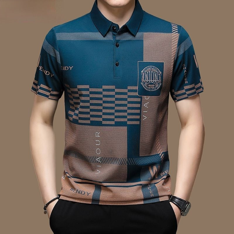 New Arrival Business Style Men s Polo Shirts Male Letter Printing Turn Secret Gear