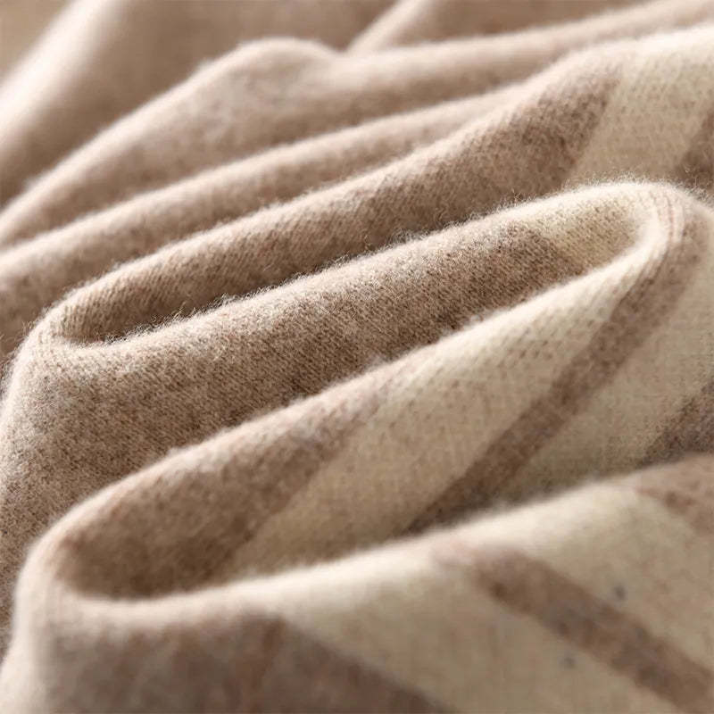 BELIARST 2023 Autumn Winter Thickened Women's High Waist Small Leggings Fashion Color Contrast Knitted Pants 100% Merino Wool