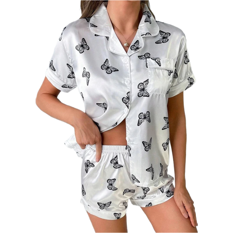 Women‘s Striped Printed Silk Satin Pyjamas