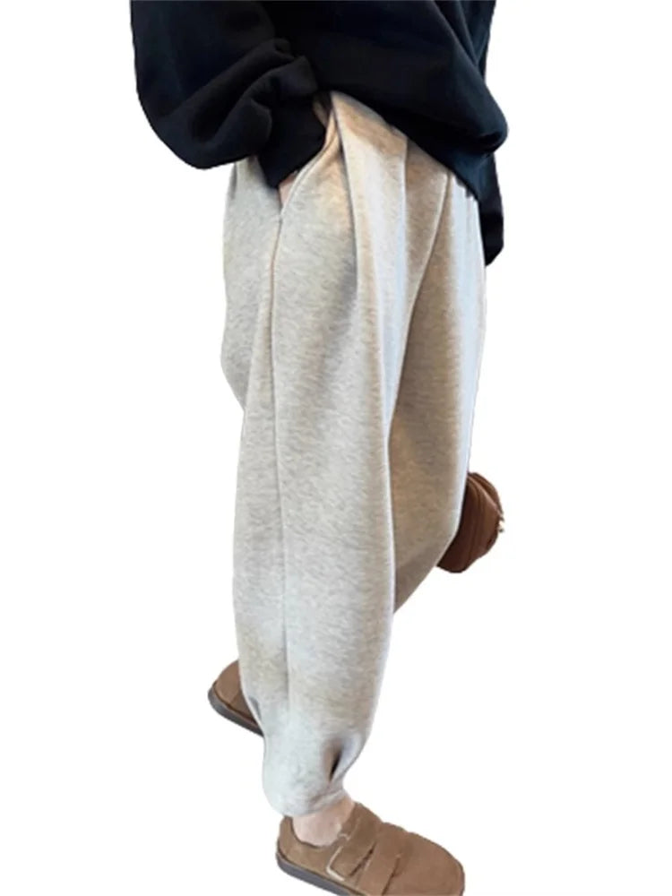 Fleece Sweatpants for Women Fall Winter 2023 New Fashion High Waisted Baggy Casual Trousers Ladies Chic Solid Y2k Pants