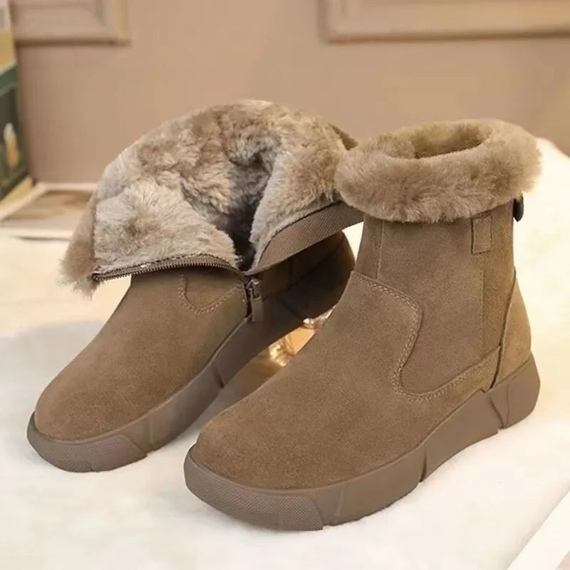 2023 Fashion Women's Shoes Short Plush Women's Boots Hot Sale Side Zipp Daily Boots Women New Round Toe Keep Warm Ankle Boots