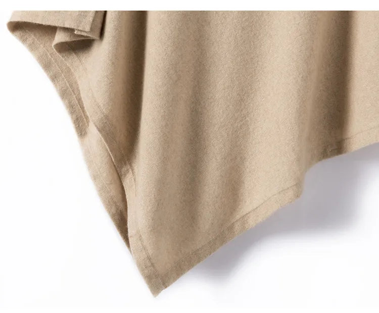100% Nature Cashmere Knitted Button Poncho Soft Warm Pure Cashmere