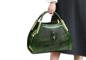 Genuine leather crocodile pattern handbag