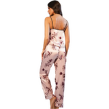 Women Satin Silk Pyjama Sets Rose Flower