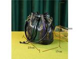 New new fashion panelled string bucket messenger bag split leather large capacity tote bags for women clutch famous brands sac