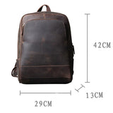 OYIXINGER Men's Luxury Laptop Backpack Original Handmade Laptopc For 14" Macbook Hp Genuine Leather Retro Backpacks Male