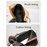 WOIZGIC Women's Female Mother Woman Genuine Leather Ankle Shoes Boots Zipper Lace Up Winter Plush Warm Retro 34-41 ZDA-2181
