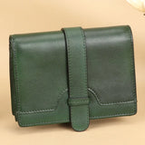 Retro ladies handmade first layer cowhide Women short wallet female  leather small purses card bag thin anti-theft brush
