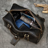 Stich Detail Vintage Style Travel Bag Genuine Leather