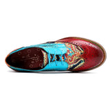 Vintage Oxford Shoes For Women Genuine Leather Flat Heel Shoes Woman British Lace Up Brogues Flats Shoes Retro Chaussures Femme