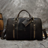 Stich Detail Vintage Style Travel Bag Genuine Leather