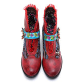 Patchwork Leather Retro Splicing Ankle Boots