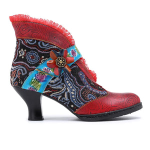 Patchwork Leather Retro Splicing Ankle Boots