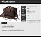 Vintage Crazy Horse Genuine Leather Men Briefcase Business Bag Large Leather Briefcase Male 15.6"Laptop Case Shoulder Bag office