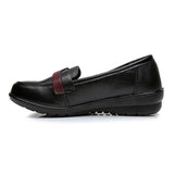 WOIZGIC Women Flats Old Mother Shoes Loafers Slip On Rubber Cow Genuine Leather Solid Polyester Vintage Casual 35-41 HD-223