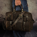 Retro crazy horse leather Men Fashion Handbag Business Briefcase Commercia Document Laptop Case Male Attache Portfolio Bag 3061