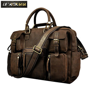 Retro crazy horse leather Men Fashion Handbag Business Briefcase Commercia Document Laptop Case Male Attache Portfolio Bag 3061