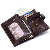 Quality Compact Genuine Leather Men  Wallet Hasp Design