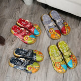 Plus Size Shoes Women Slippers Hand Painted Genuine Leathe Ladies Wedge Heel Platform Sandals Elegant Women Shoes Summer Slides