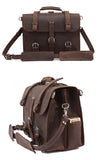 Vintage Crazy Horse Genuine Leather Men Briefcase Business Bag Large Leather Briefcase Male 15.6"Laptop Case Shoulder Bag office