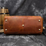 Mens Thick Crazy Horse Leather Travel Bag 20" Cow Leather Duffel Travel Bag Vintage Genuine Leather Luggage Tote Messenger Bag