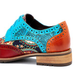 Vintage Oxford Shoes For Women Genuine Leather Flat Heel Shoes Woman British Lace Up Brogues Flats Shoes Retro Chaussures Femme