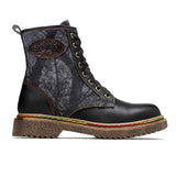 Leather Zipper Lace Up Low Heels Ladies boots