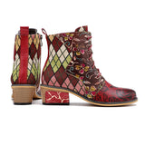 Genuine Leather Mixed Colors Ankle Boots