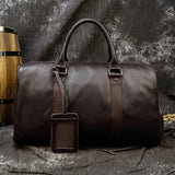 Luxury Genuine Leather Unisex Travel Duffel Bag