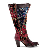 Autumn Winter Distressed Retro Women Riding Boots Three-Dimensional Flower Warmth Women High Heels Knee-High Zipper Boots Shoes