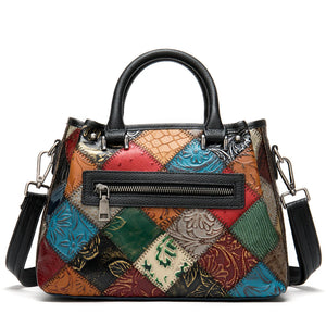 WESTAL Women's Genuine Leather Handbag Large Bag for Women's Shoulder Bags Patchwork Designer Leather Bag Women Totes Bags 203