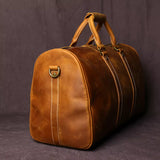 Retro Leather Men's Travel Bag Crazy-horse Leather Large-capacity Luggage Bag Top Layer Cowhide  Men Portable Diagonal Bag NZPJ
