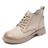 DRKANOL Luxury Design Autumn Winter Warm Ankle Boots For Women Casual High Top Shoes Real Cow Leather Thick Heel Short Boots