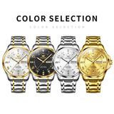 OLEVS 2910 Quartz Watch for Men Luxury Gold Diamond Digital Dial Luminous Stainless steel Strap Waterproof Wristwatch Male