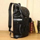 Men's real Leather Business Travel Backpack Genuine leather Crocodile Pattern Men's Backpack Large Capacity cowhide laptop bag