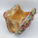 Women Crystal Evening Bag Two Floral Clear Crystal  Clutch Bag New Luxury Lady Wedding Bridal Purse Cocktai Girls Dinner Banquet