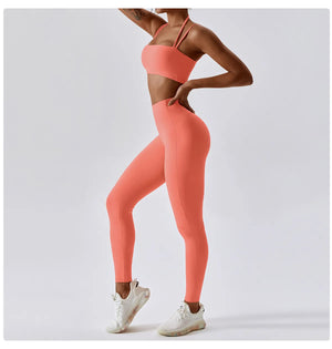 Yoga Clothing Sets Athletic Wear Women High Waist Leggings And Top Two Piece Set Seamless Gym Tracksuit Fitness Workout Outfits