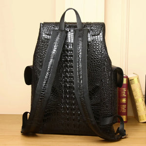 Men's real Leather Business Travel Backpack Genuine leather Crocodile Pattern Men's Backpack Large Capacity cowhide laptop bag