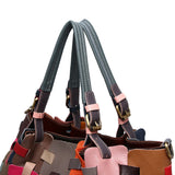 Leather Casual Colorful Patchwork Design Handbag