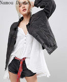 Oversized Multi Floral Embroidered Denim Jacket Outwear Bohemian Casual Chic Jacket Coat Women 2022 New Winter Coat