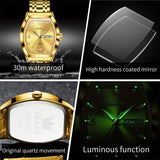 OLEVS Tonneau Dial Quartz Watch for Men Luxury Diamond  Elegant Stainless steel Waterproof Luminous TOP Brand Wristwatch 5528