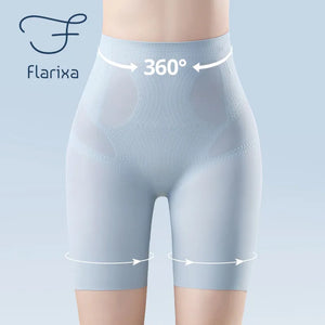 Flarixa Ultra Thin Seamless Boxers Shorts Women Ice Silk Safety Shorts High Waist Flat Belly Reducing Panties Slimming Underwear