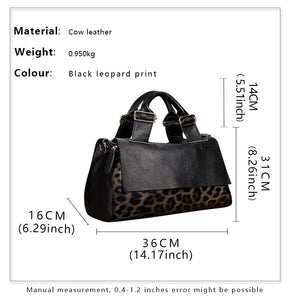 new leather large-capacity bag women's bag western-style leopard-print handbag mother's soft leather bag large-capacity