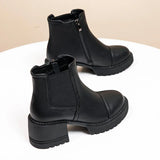 WOIZGIC Women's Ladies Slip On Female Ladies Genuine Leather Shoes Ankle Boots Platform Zipper Winter Plush Fur Warm Motorcycle