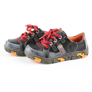 SHOELANDER Genuine Leather Women's Flat Sneaker Shoes for Outdoor