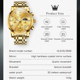 New Gold Watch OLEVS Quartz Watch for Men Chronograph Stainless Steel  Luminous Waterproof Wristwatch Business Men's Watches