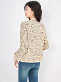 ZJYT Luxury Vintage Tweed Woolen Jackets and Coats for Women 2023 Long Sleeve O Neck Office Casual Party Outerwear Veste Femme
