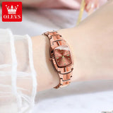 OLEVS Tungsten Steel Strap Women's Watch Elegant  Luxury Gold Waterproof Wristwatch TOP Brand Women's Watches Relógio Feminino