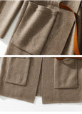 LHZSYY 100% Pure Cashmere Coat Women's Fall/Winter Hooded Large Size Cardigan High-End Thicken Hoodie Knit Casual Female Jacket