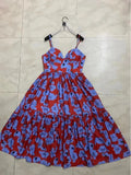 Retro spring, summer, European and American women's new printed sling tube top waist swing dress fashion holiday dress